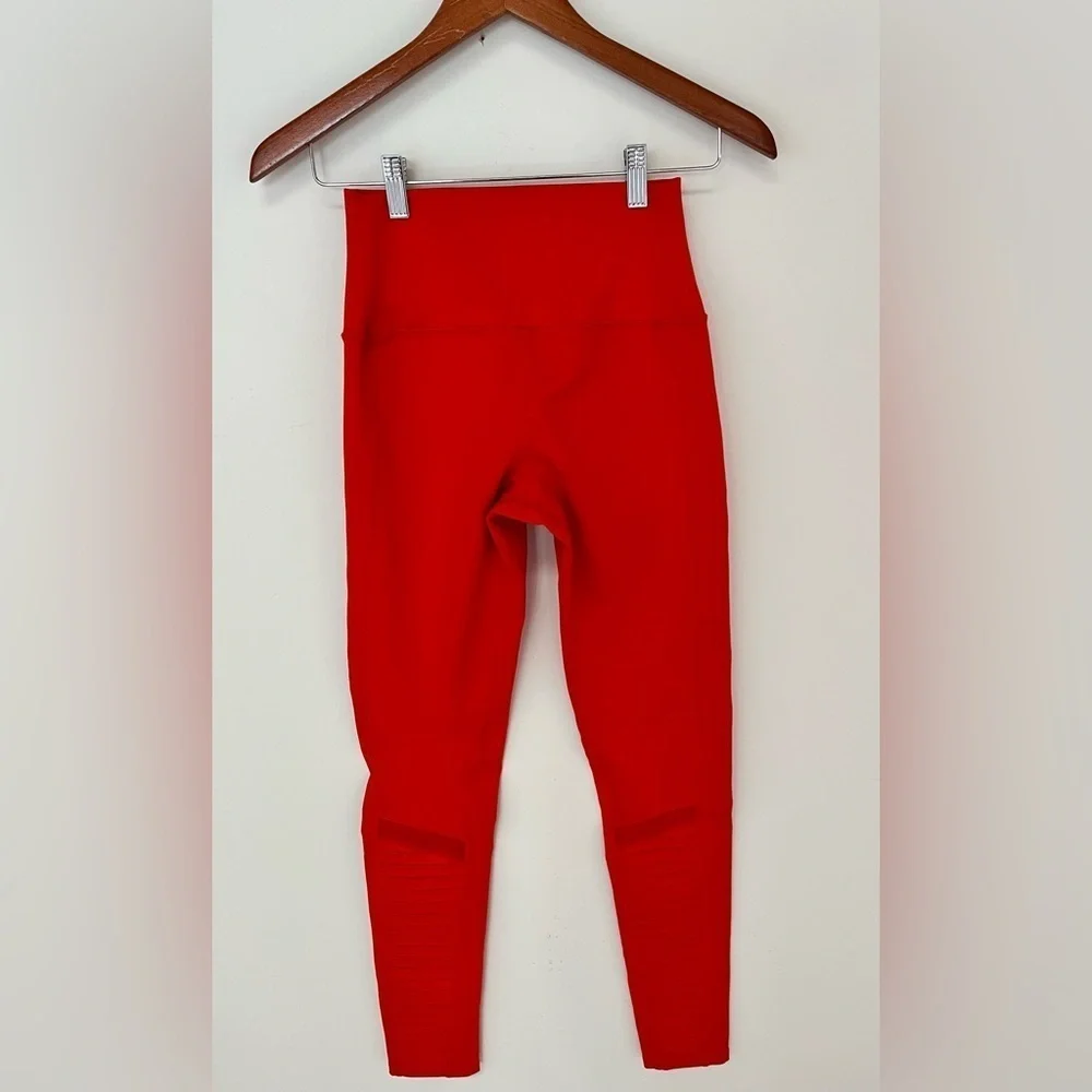 Alo Yoga Women's Size Small 28” High-Waist Mesh Panel Moto Leggings Cherry Red